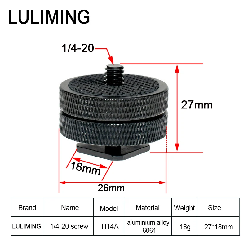 1/4 Double-layer Hot Shoe Seat Camera Screw Metal Hot Shoe Base Conversion Screw SLR Camera Flash Photography Accessories