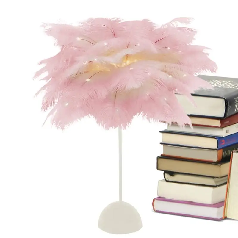 Feather LED Light Romantic Bedside Desk Lamp Elegant LED Night Light Bedroom Bedside Lamp Atmosphere Night For