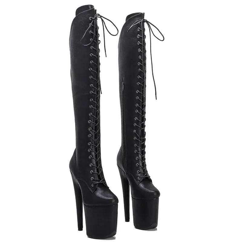 

LAIJIANJINXIA New Fashion PU Upper 20CM/8inches Pole Dancing Shoes High Heel Platform Women's Modern Over-the-Knee Boots 066