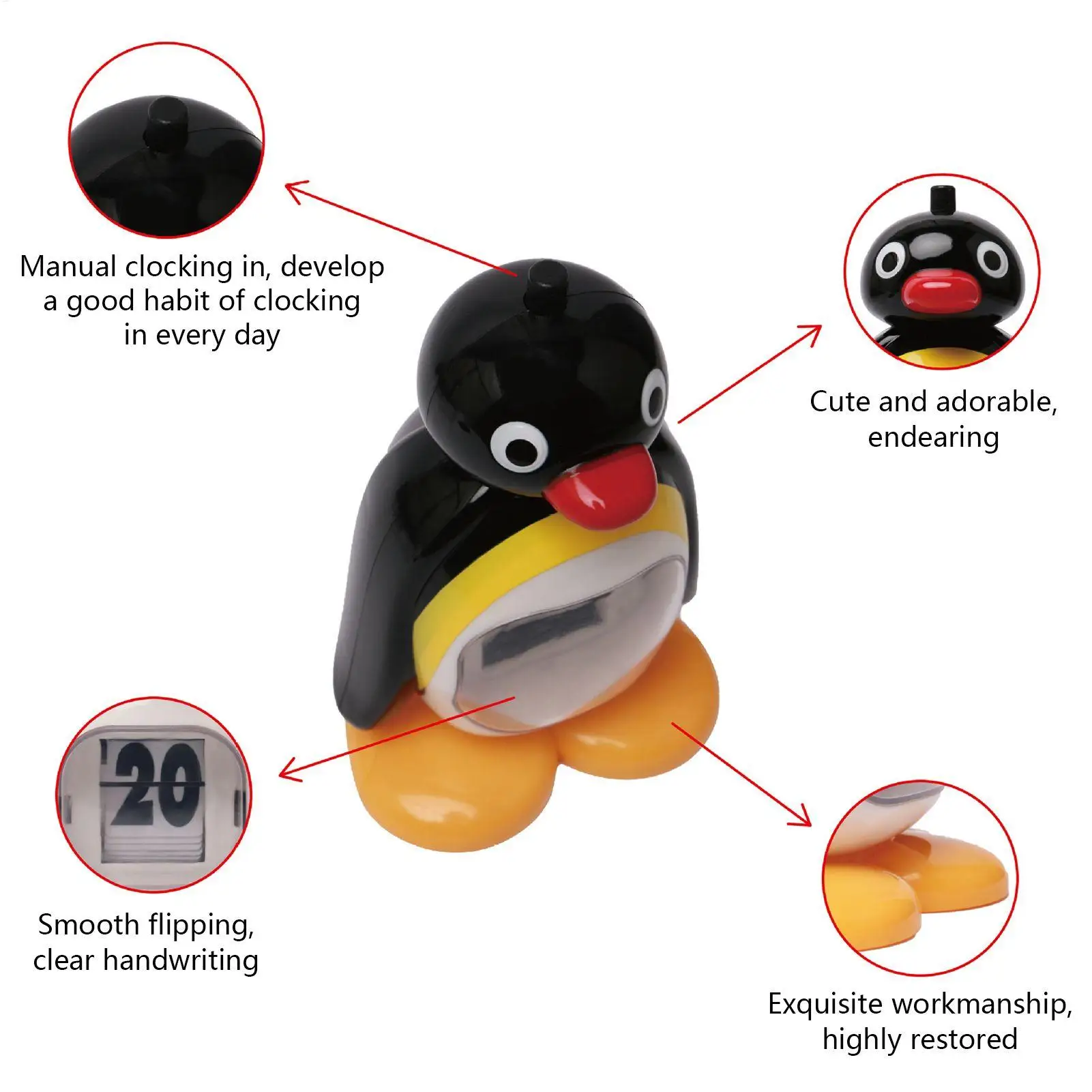 Anime Pingu Penguin Retro Toy Perpetual Calendar Press Type Desktop Decor Figurine Ideal Girl Birthday Gift Collectible Ornament 5