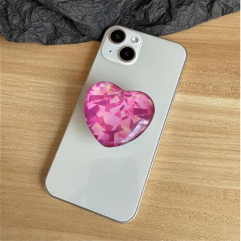 Transparent Heart Love Mobile Phone Expanding Stand Holder Grip Mount Socket Fold Smartphones Desktop Fold Bracket Phone Stand phone charging stand