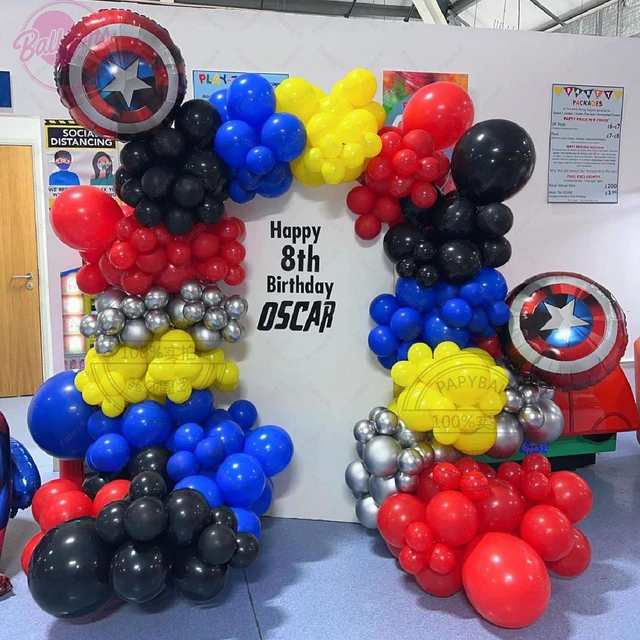 96 Piezas Niños Cumpleaños Rojo Azul 3D Spiderman Globos Guirnalda Arco Kit  Para Decoración De Fiesta Números 1-9 Decorativos