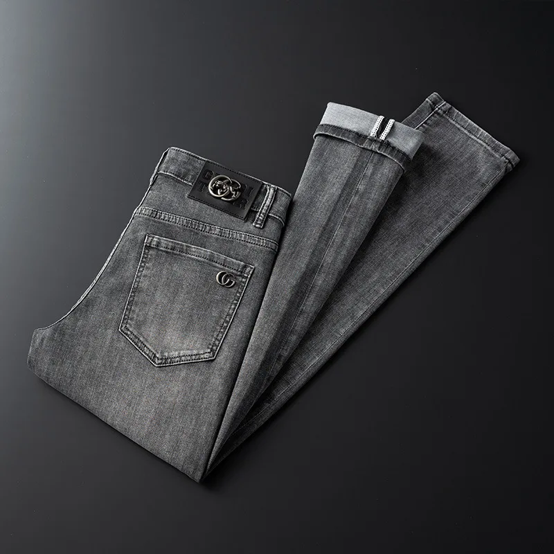 2024 New High-End Affordable Luxury Men's Jeans Fashion Brand Slim Fit Skinny Pants Stretch Casual All-Matching Long