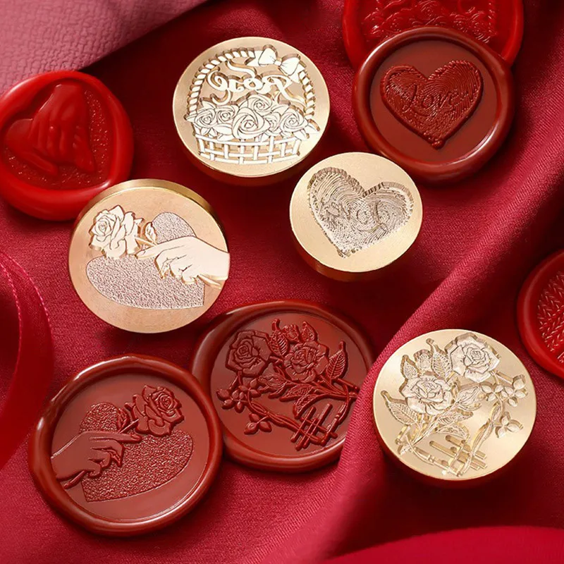 Retro Wax Seal Stamp Copper Emboss Rose Wax Sealing Stamps Head