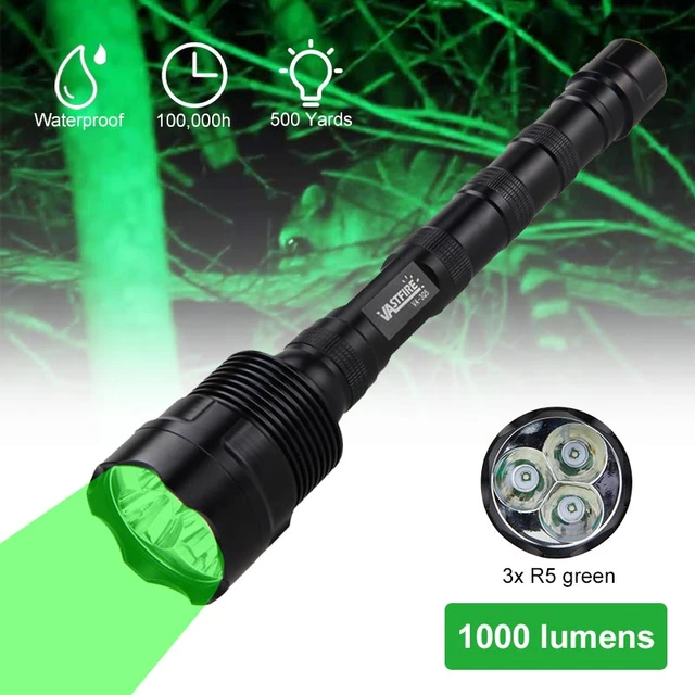 Linterna táctica de luz verde para caza nocturna, linterna LED de largo  alcance de alta potencia, 500 yardas, con soporte para mira de Rifle -  AliExpress