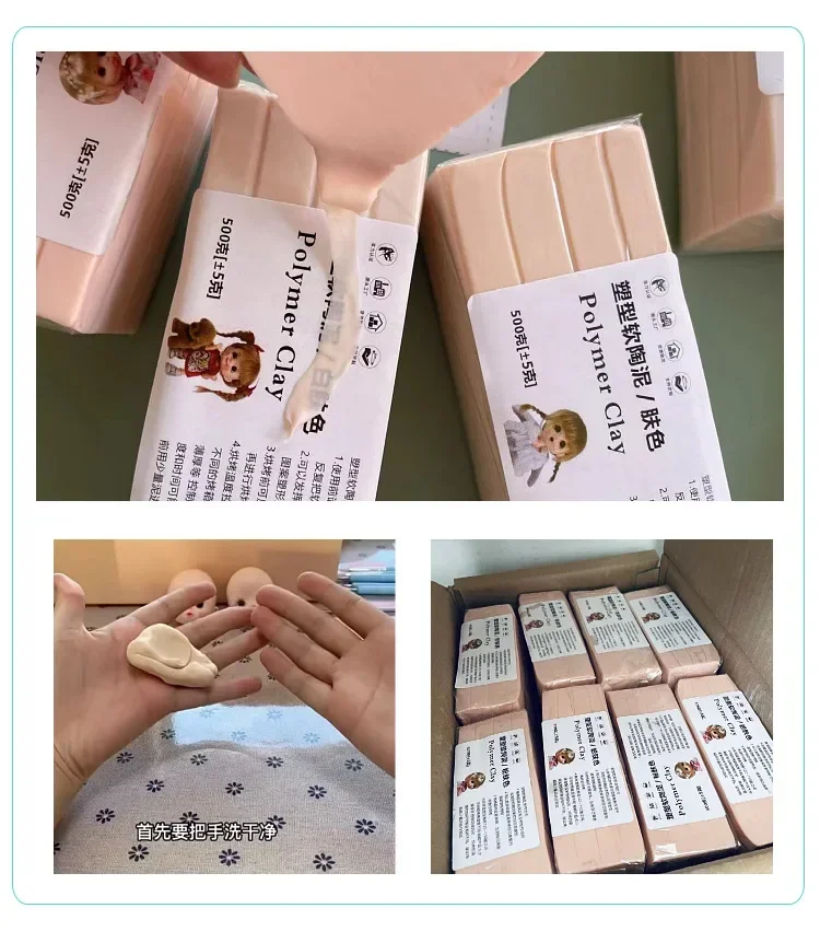 Professional Doll Head Clay Hand Model White Polymer Soft Clay