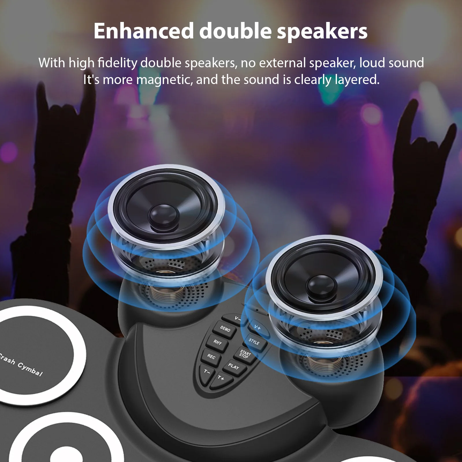 Electronic Drum Set Hand Roll Drum Set with Drumsticks Foot Pedal 9 Pads Dual Speaker Supports Connection MIDI Gaming Pad