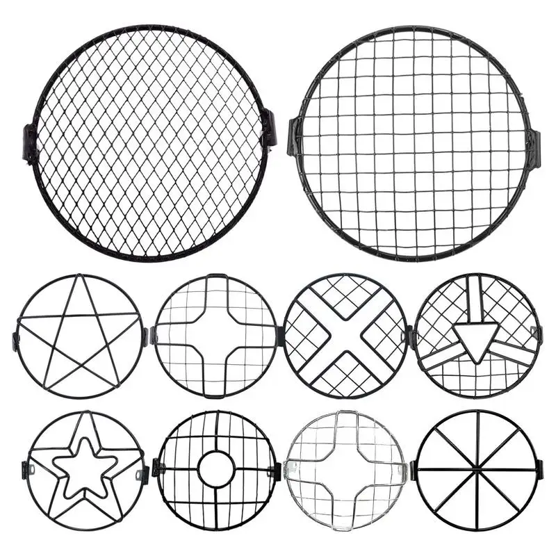 

Motorcycle Headlight Grill Cover Universal 6.5Inch Motorcycle Headlight Retro For Cruiser Black Metal Mesh Grille Covers