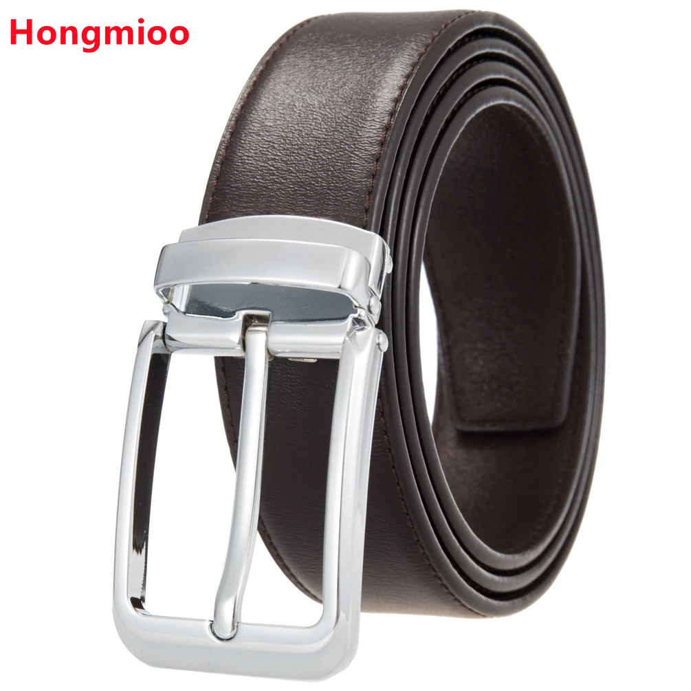 

Men Belt Cow Genuine Leather Plaid Jeans Pin Buckle High Quality Classic Luxury Gift Formal Ceinture Homme Business Cowboy