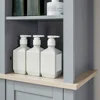Kleankin Tall Grey Linen Tower Bathroom Storage Cabinet - 3 Tier Shelf 3