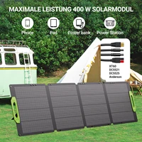 Panneau solaire portable pliable de 400W avec plusieurs connecteurs, chargeur solaire léger et étanche pour stations d'alimentation, camping-car, camping et randonnée 1