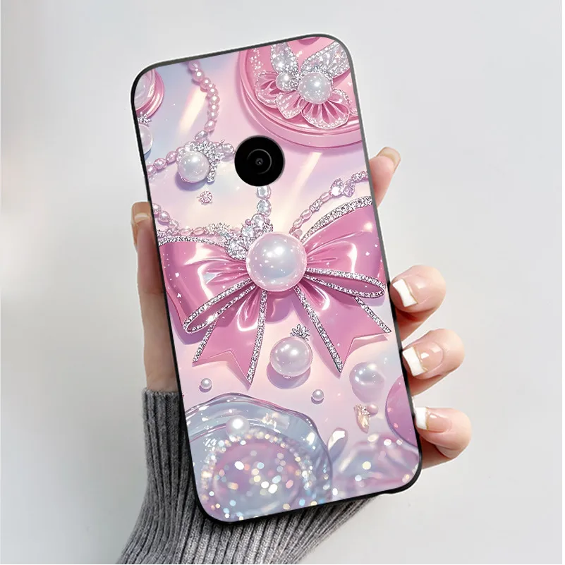 Cute Flower Cartoon Soft Silicone Phone Case – Black Printed Shell Cover