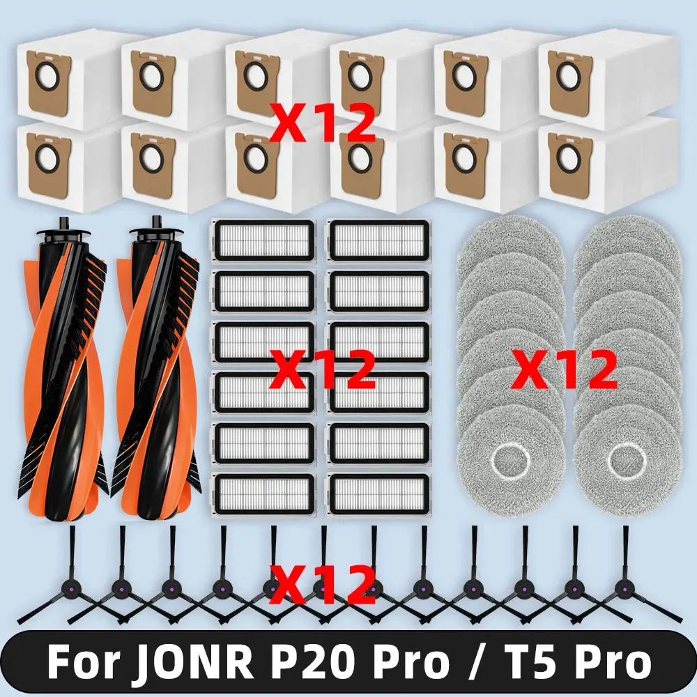 ใช้งานร่วมกับ ( JONR P20 Pro / JONR T5 Pro ) อะไหล่ทดแทนอุปกรณ์เสริมแปรงด้านข้างหลักแผ่นกรอง HEPA ถุงเก็บฝุ่น 1
