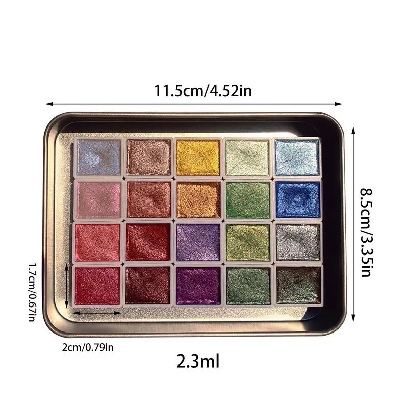 20 Colors Watercolor Paint Pigment Solid Pearlescent Metallics Glitter Gold Painting Nail Drawing Art Supplies For Artist