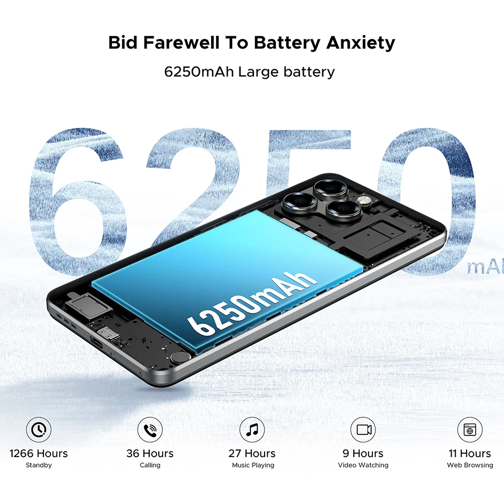 Global Version DOOGEE Note 58 Android 15 Smartphone 8GB RAM+128GB ROM 6.75" HD+ 90Hz IPS Screen 6250mAh Large battery 16MP NFC 5