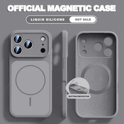 Premium Liquid Silicone Magnetic Phone Case with Shockproof Soft Cover - iPhone 15 Plus (GRAY)