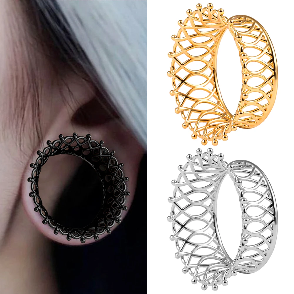 

Doearko 2PCS New 8-25mm Punk Hollow Tunnels Ear Plugs Gauges for Stretched Earlobe Stretcher Body Piercing Expander Jewelry