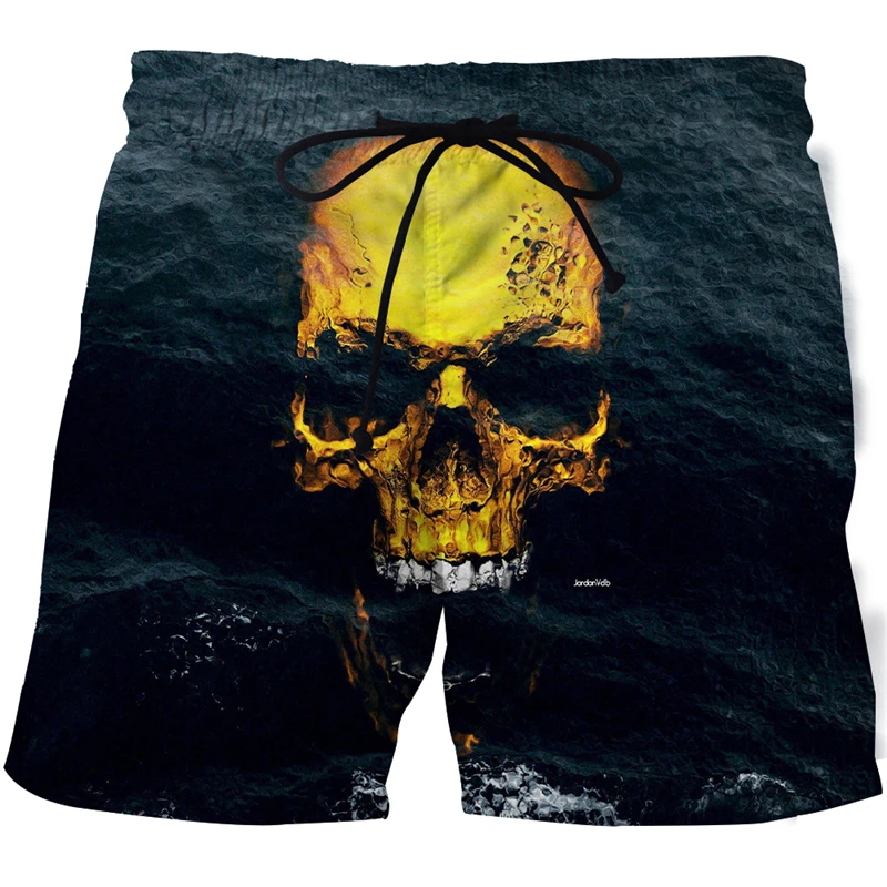 New Men's Skull 3D Print Beach Shorts Graphic Men's Casual Sports Shorts Summer Surfing Shorts Comfortable Shorts Hip Hop Pants 4
