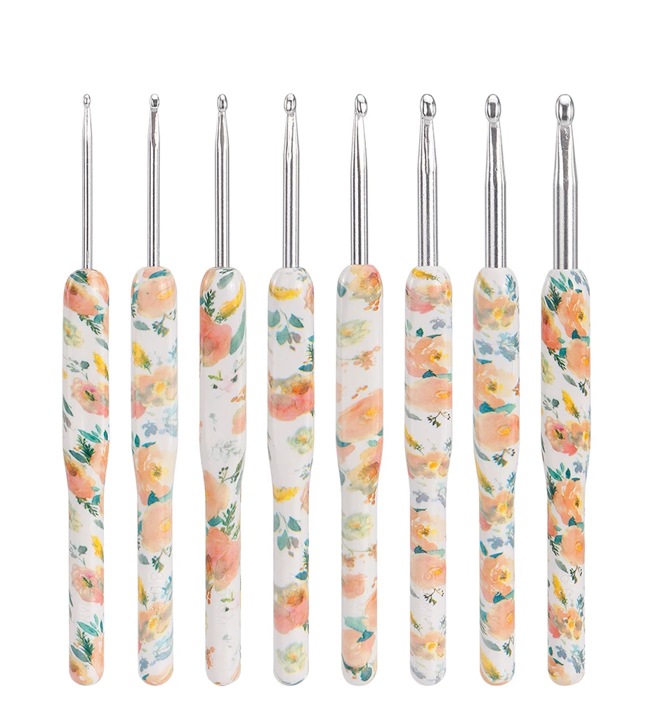 8 Size Crochet Hooks Set, MultiColor, 2(B)-6mm(J) Ergonomic Crochet Hooks with Case for Arthritic Hands, Crochet Lovers Gift