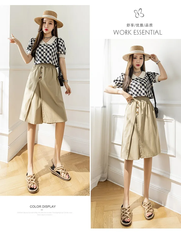 Wide-Legged Culottes Junior High School Students Summer Thin Loose Fashion Thin Casual Trousers Five-Point Shorts cute skirts