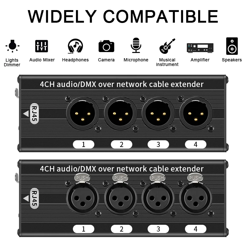 4 Channel 3 Pin Multi Network XLR Cable for Stage Sound Lighting and Recording Studio To RJ45 Ethercon Network Signal Extender