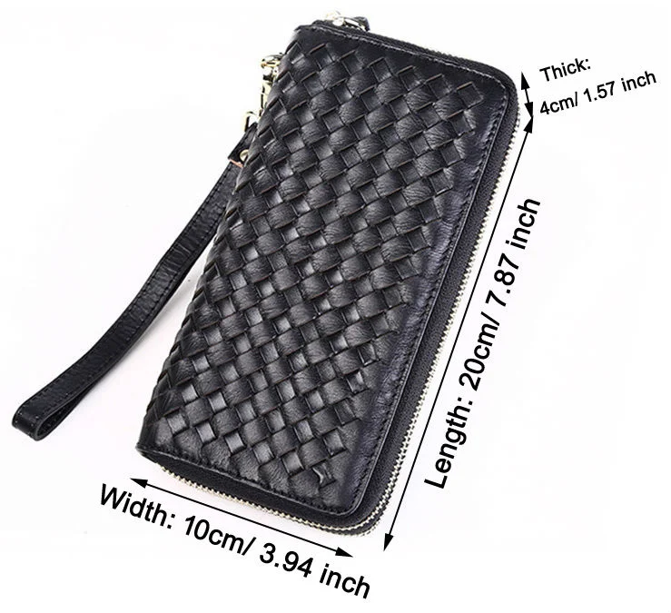 Luxury Genuine Fashion Leather Men Wallet Women Purse Knitted Money Clip Male Clutch Coin Bag Cluch