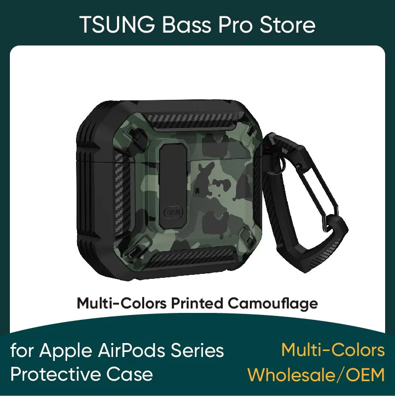 Per Custodia Airpods Con Portachiavi, Custodia Per Armatura Mimetica Stampata Di Nuovo Design 2023 Per Apple Airpods Pro,Airpods Pro 2,Airpods 3 2 1
