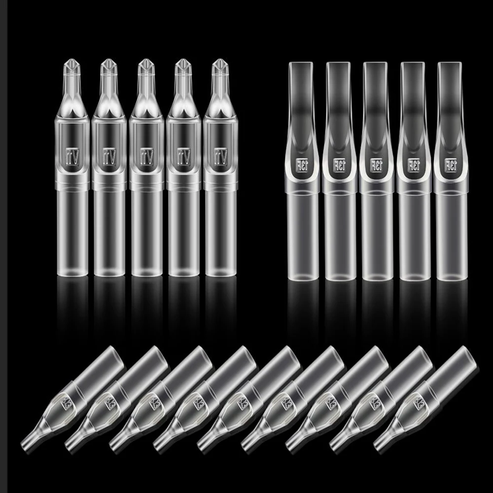 Tattoo Transparent Disposable Tip Plastic Sterile Tattoo Tips Nozzle Tips Clear Plastic Supplies 50/100Pcs RT/DT/FT