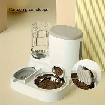 Automatic Cat Feeder and Water Dispenser Non-Electric Easy-Clean Large Capacity Pet Feeding Station for Cats and Small Dogs Home 1