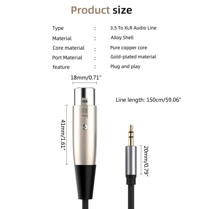 3.5mm-XLR ̺ 5 Ʈ, ̺ 3.5mm -XLR  ũ ̺, XLR-3.5mm ̺, ũ Ŀ 