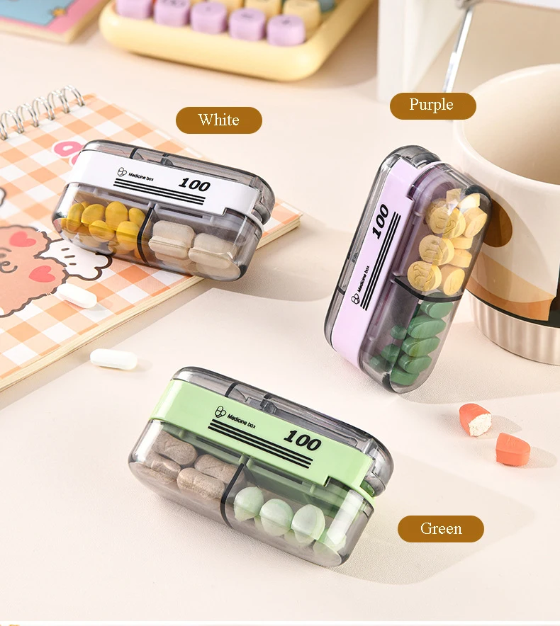 Quartering Pill Cutter With Invisible Storage Box Pill Dispenser Medicine Box Durable Sturdy Pocket Can Be Carried Around