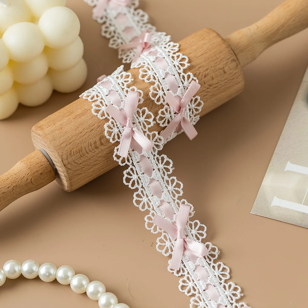 Bow Pleated Lace Trim Handmade Crafts for Baby Clothes Skirt Hem Clothing Sewing Curtains Home Decoration
