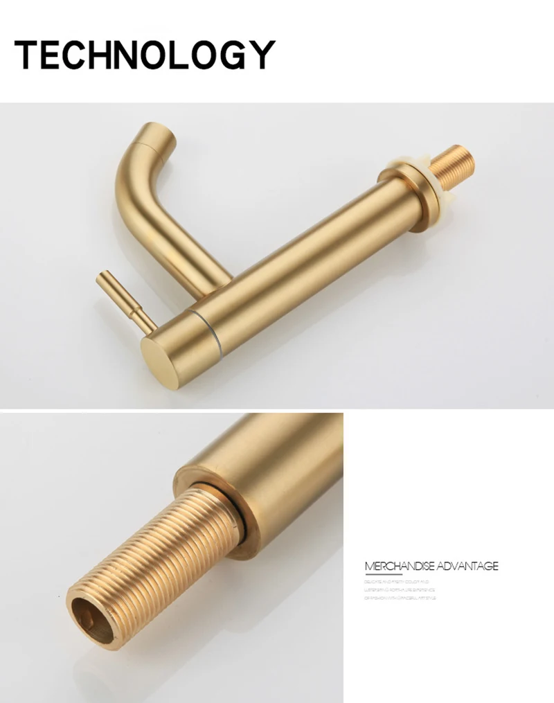 Description Picture 6 of itemNew Brushed Gold Bathroom Basin Single Hole Cold Handle Shower Head Faucet Bath For Kitchen Sink Water Tap Toilet Hardware 2021