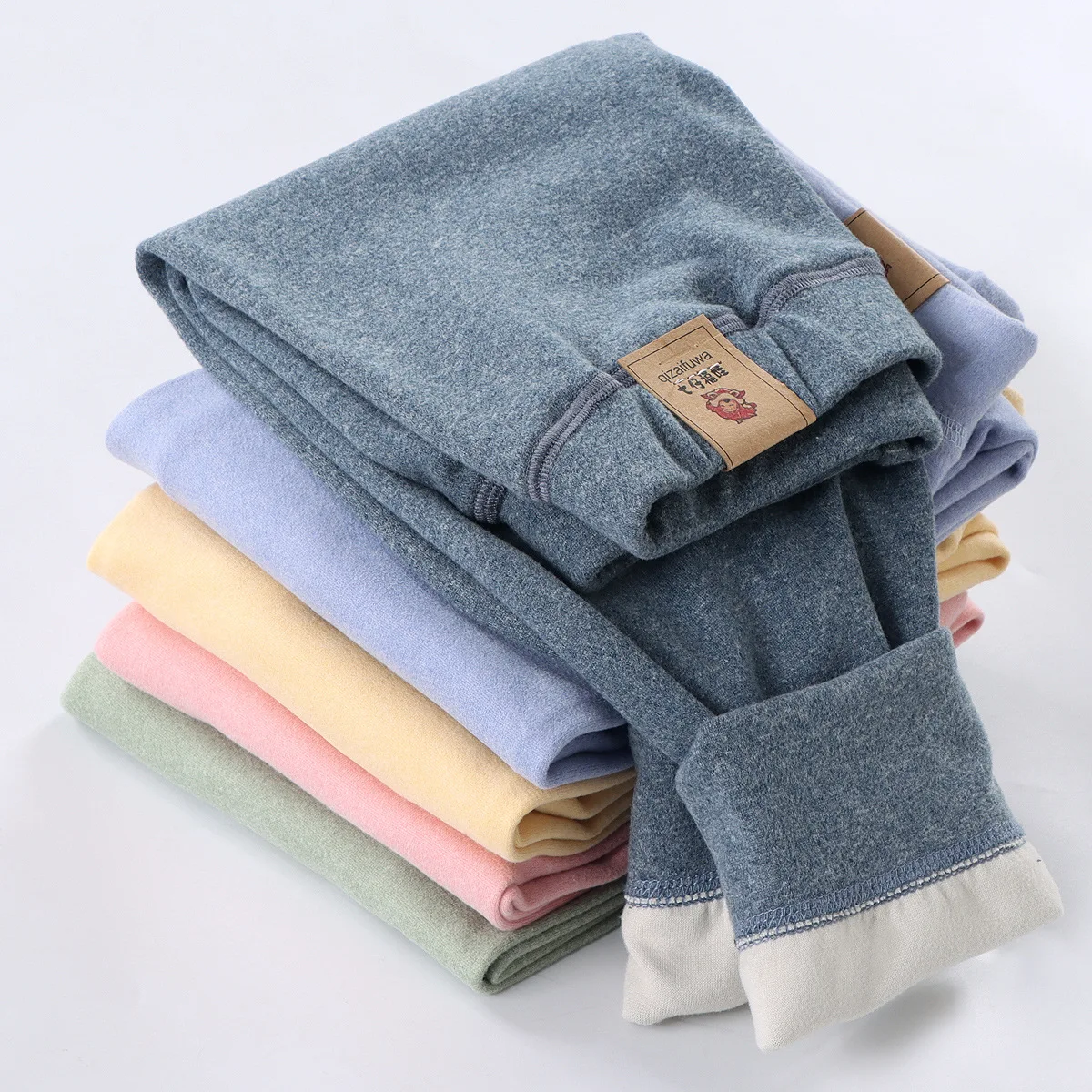 Boy Kids Winter Warm Slim Fit Render Pants Baby Girls Cute Solid Color Fleece Warm Leggings Children Cotton Trousers Large Size