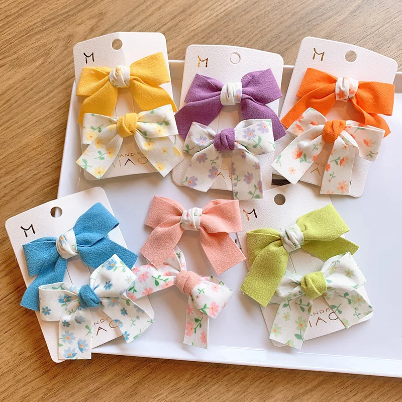 2Pcs/Set Cute Sweet Bow Hairpin Little Girls Hair Accessories Solid Flower Hair Clips Kids Barrettes cool baby accessories