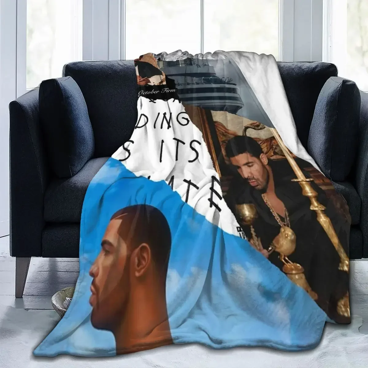 Manta de Collage Drake para el hogar, manta de franela súper suave para dormitorio, álbumes cómodos, rapero decorativo, Drakes, 5