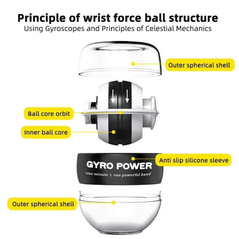 Wrist Power Ball LED Auto-Start Grip Gyro Ball Gyroscope Trainer Hand Muscle Relax Arm Fitness
