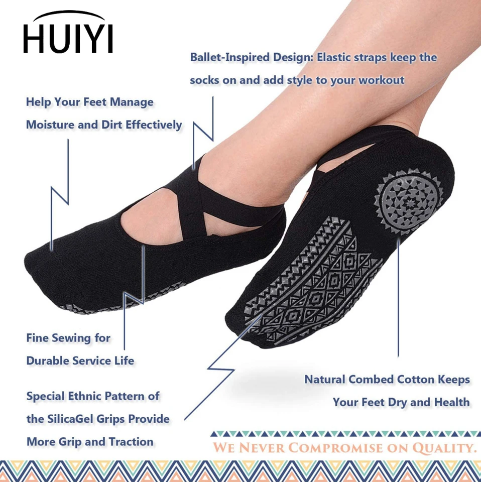 3 Paar Yoga Socken Damen - Rutschfeste Grip Socken Für Pilates & Tanz