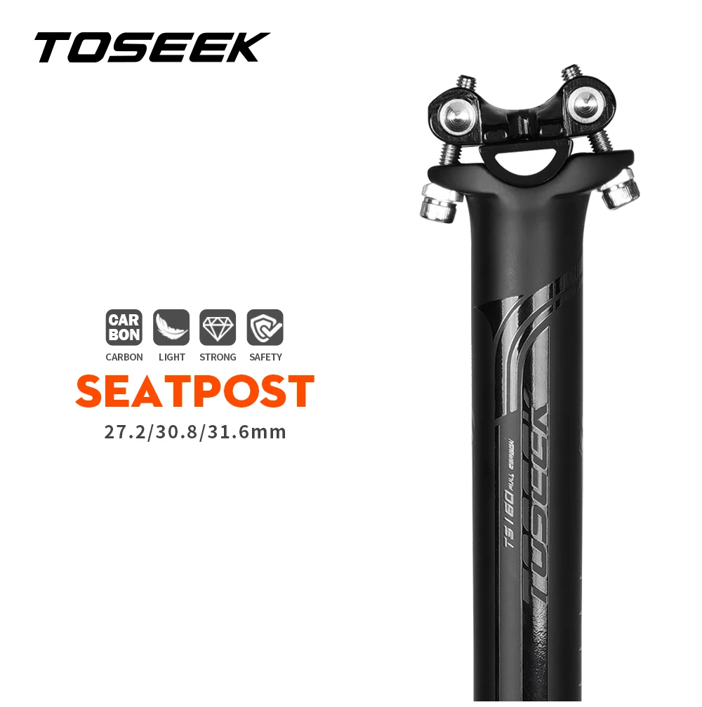 TOSEEK Black Matte Carbon Bike Road Handlebar Sets Bent Bar Stem SeatPost For Cycling Road Bicycle Parts