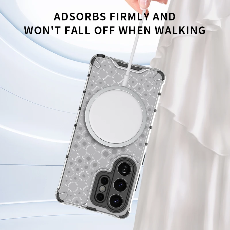 Magnetic Crystal Honeycomb Shockproof Soft Shell Case with Mag-safe Compatibility