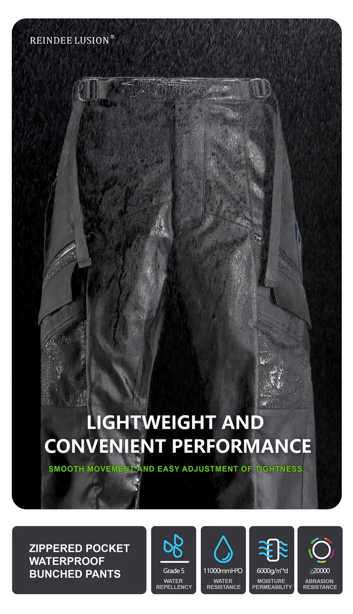 Reindee Lusion 22aw zippered pocket waterproof bunched pants molle multipocket cargo techwear gorpcore