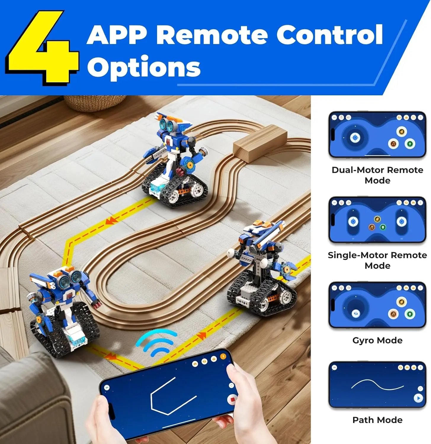 Apitor STEAM Robot Toy 6-in-1 Robot Building Kit for Boys Age 8-12 Remote Control Coding Toys Educational Robotics Gift for Kids 6