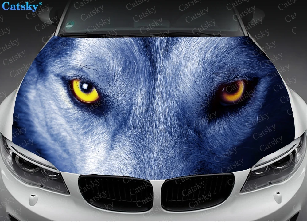 

Wolf animal wolf king Car hood wrap lion decal, bonnet vinyl sticker, full color graphic decal, CUSTOM made to Fit Any Car