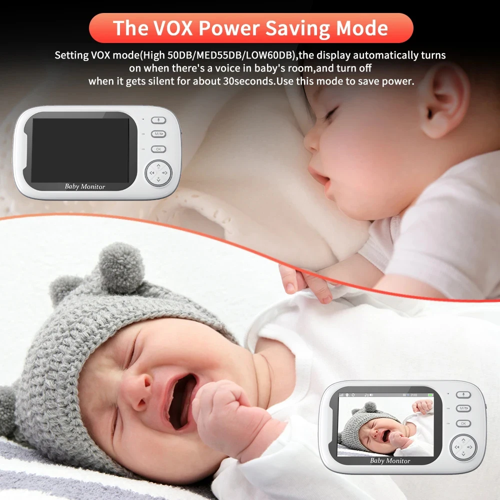 Wireless Baby Monitor Cdycam 3.5 Inch With Lullabies Auto Night Vision Two Way Intercom Temperature Monitoring Babysitter