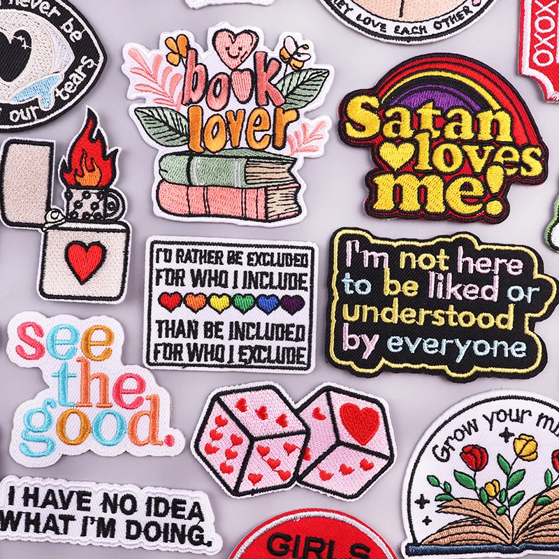 Empowerment Letter and Slogan Iron-On Embroidered Patches – Fun Cartoon Style