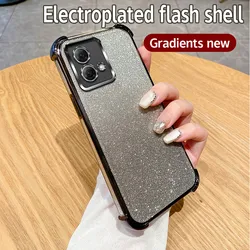Luxury Shockproof Clear Glitter Phone Case - Transparent Cover - Moto G52 (Black)