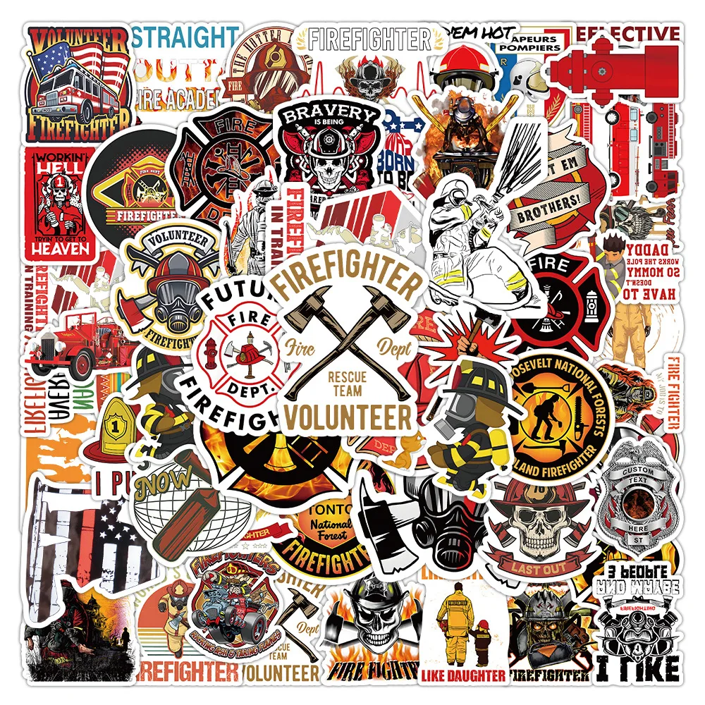 Cool Fireman Hero Cartoon Stickers Pack