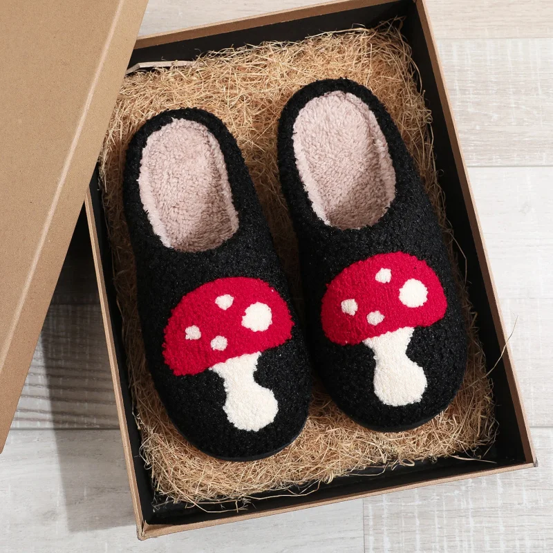 Festivel Red Mushroom Slippers for Men & Women, Ultra-Soft Plush Indoor House Shoes with Comfort Sole, Cozy Winter Home