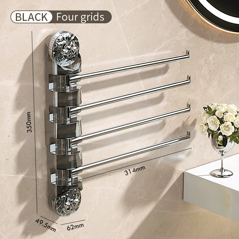 Portasciugamani Da Bagno A 3 Bracci Girevoli - Senza Foratura Con Ventosa Forte, Design Salvaspazio - Foto 7