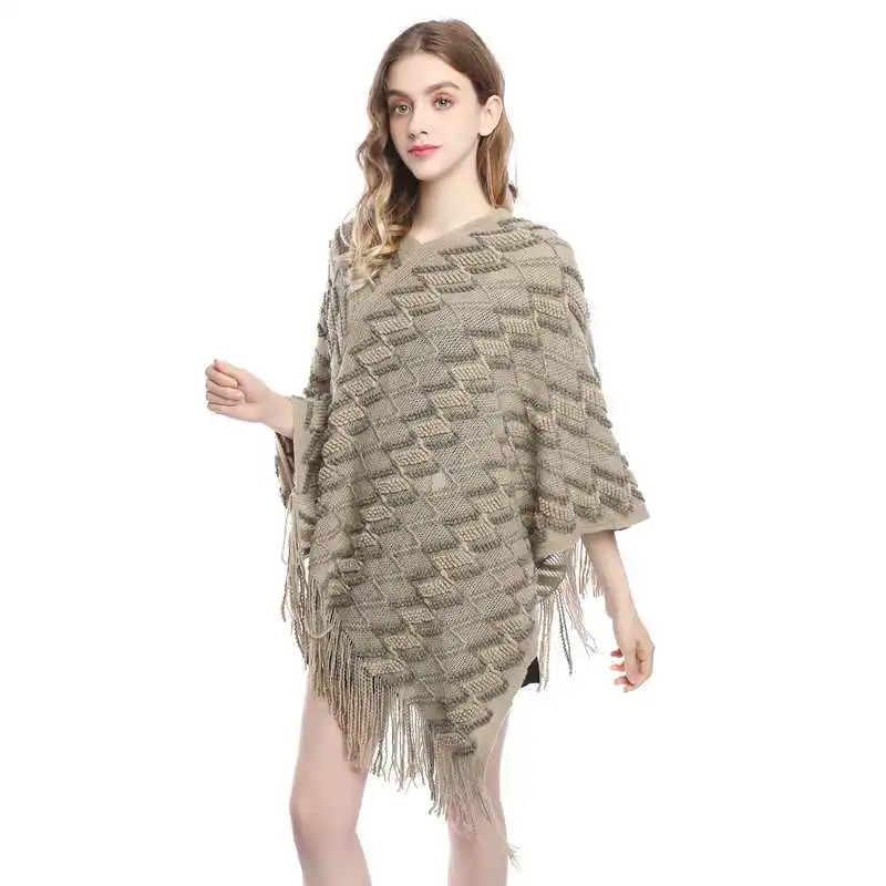 2024 Women's Mid-Length Fashion Z-Shaped Casual All-Matching Tassel Cape and Shawl V-neck Knitted Sweater for Women 90x14cm new fashion neck warmer scarf super soft fur 90cm length scarves thick imitation rabbit faux fur warm winter shawl plush